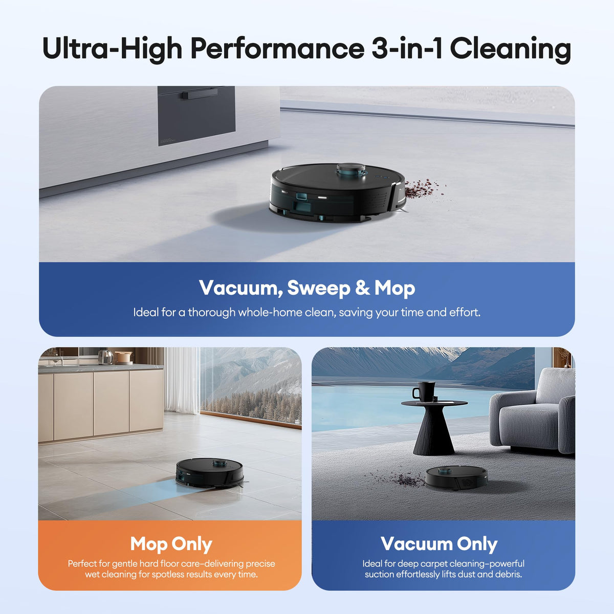 Ultenic T20 Pro Robot Vacuum Cleaner with Mop 8000Pa, 180 Mins Runtime
