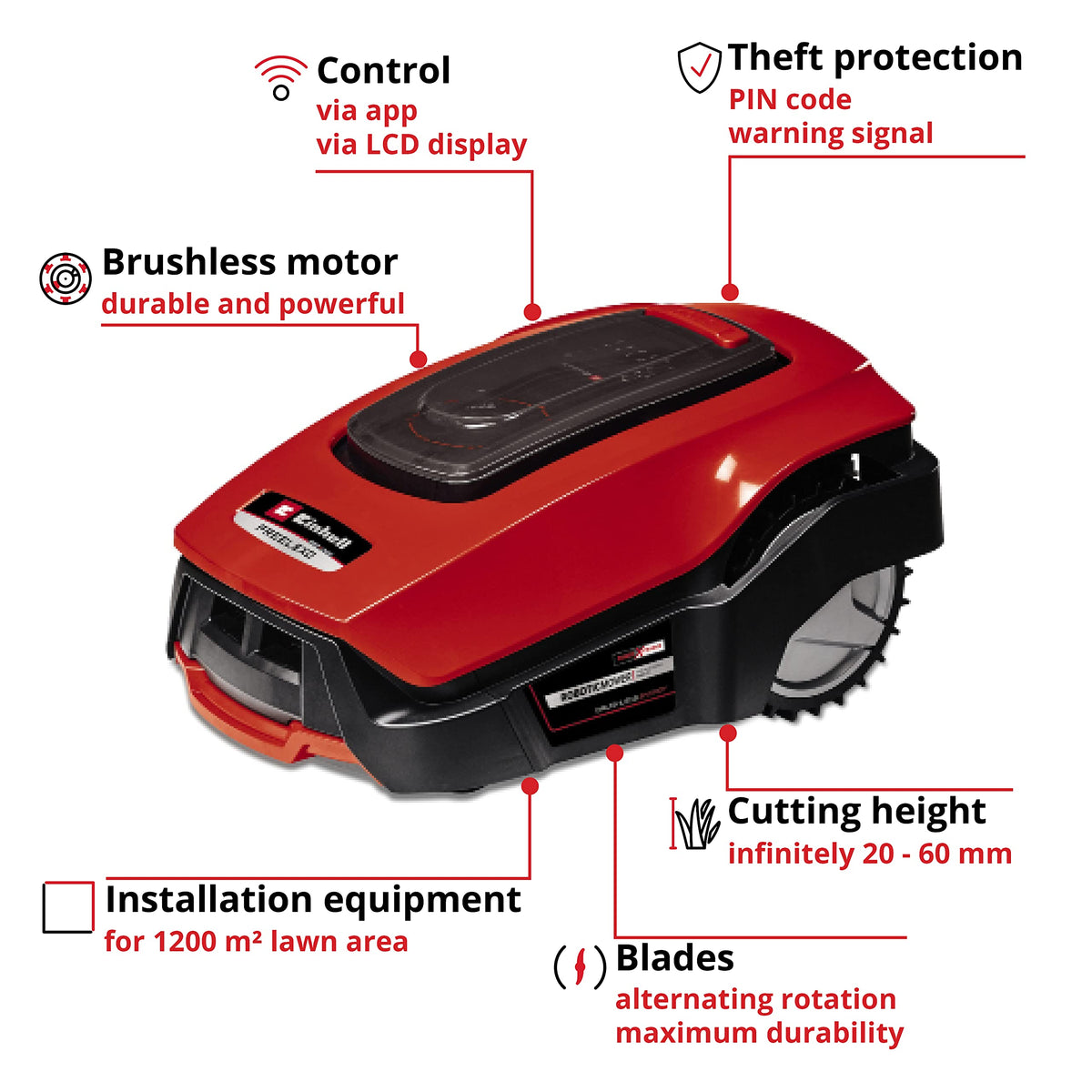 Einhell Robot Lawn Mower FREELEXO 1200 LCD BT