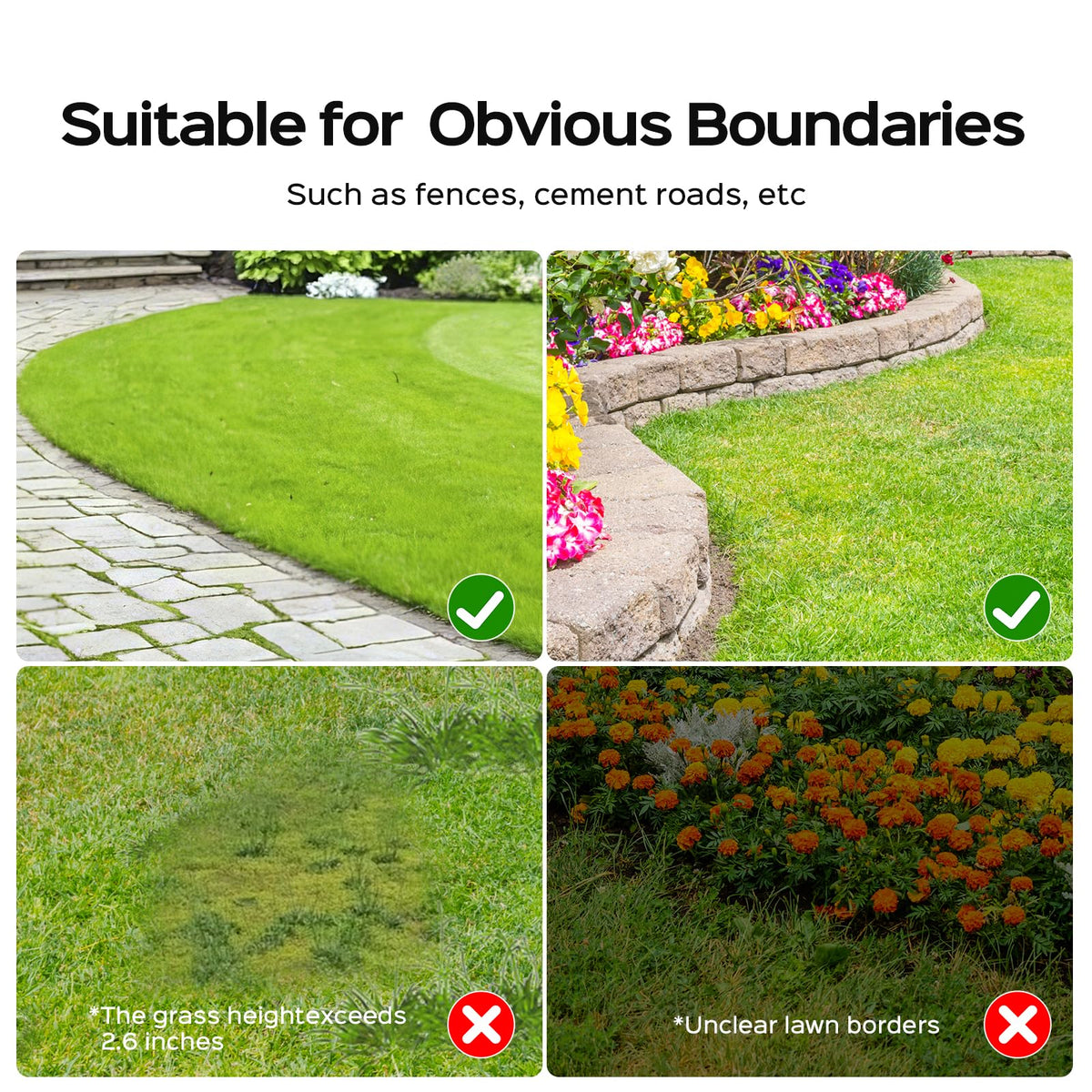 YARDCARE V100 Robot Lawnmower without Boundary, Vision Navigation, 150 Obstacle Dectection,Adjustable Cutting Height,Magnetic Wires,Robotic Lawnmower with 4Ah Battery-Ideal for Small Lawns up to 150m²