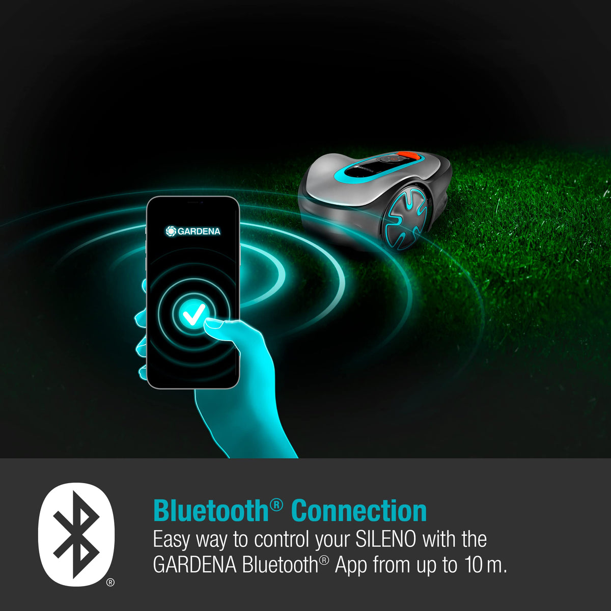 Gardena Robotic Mower SILENO minimo 250 m²: Intelligent lawn mower with excellent connectivity, programmable with the Gardena Bluetooth® app, version with UK plug(15201-28)
