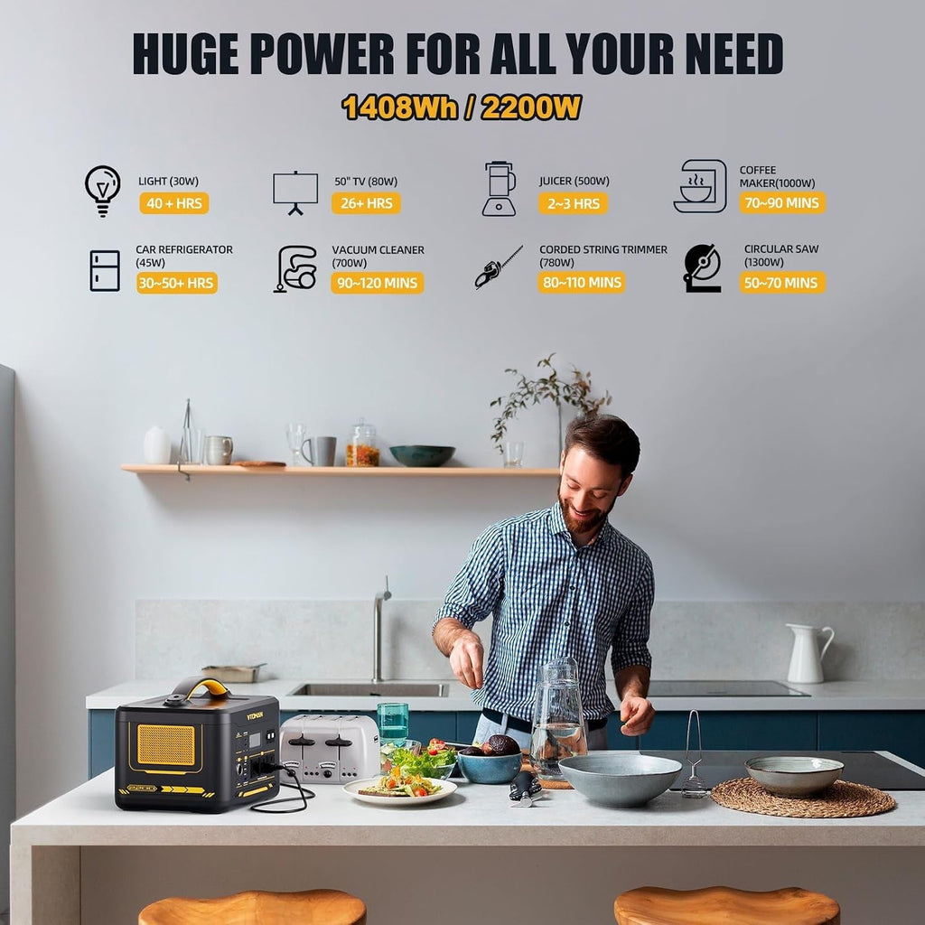 Jump 2200 Portable Power Station with 2200W/1408Wh Lifepo4 Battery