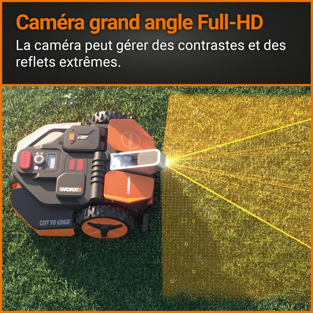 WORX WR202E Landroid Vision Robotic Lawn Mower – 250m² Patented AIA Mowing Multi-Zone, Auto Charging, 20V PowerShare Battery, Rain Sensor, Cut-to-Edge Technology, App-Controlled, 2025 Model