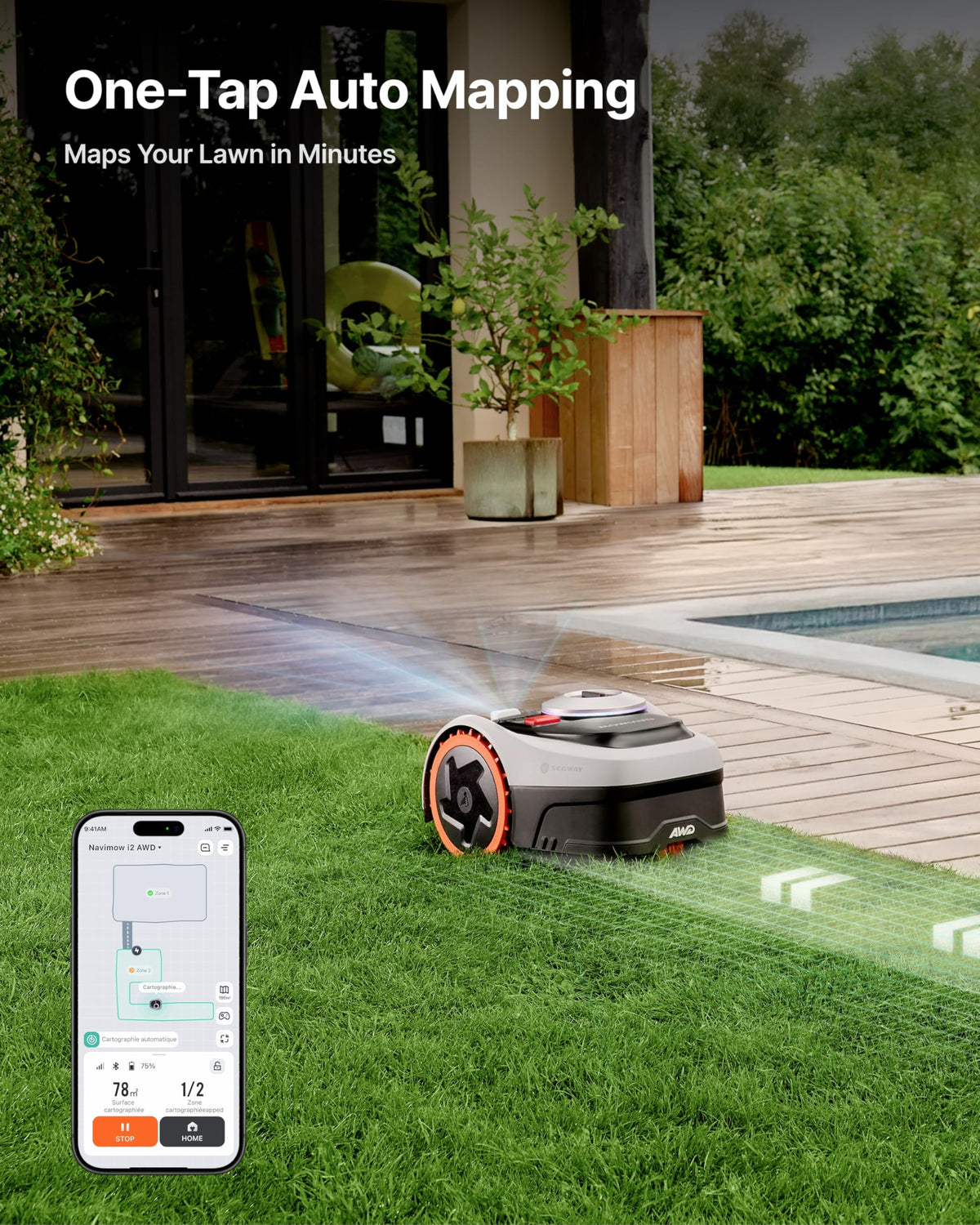 Segway Navimow i205 AWD Robotic Lawn Mower with Garage S, Rec. 500 m²