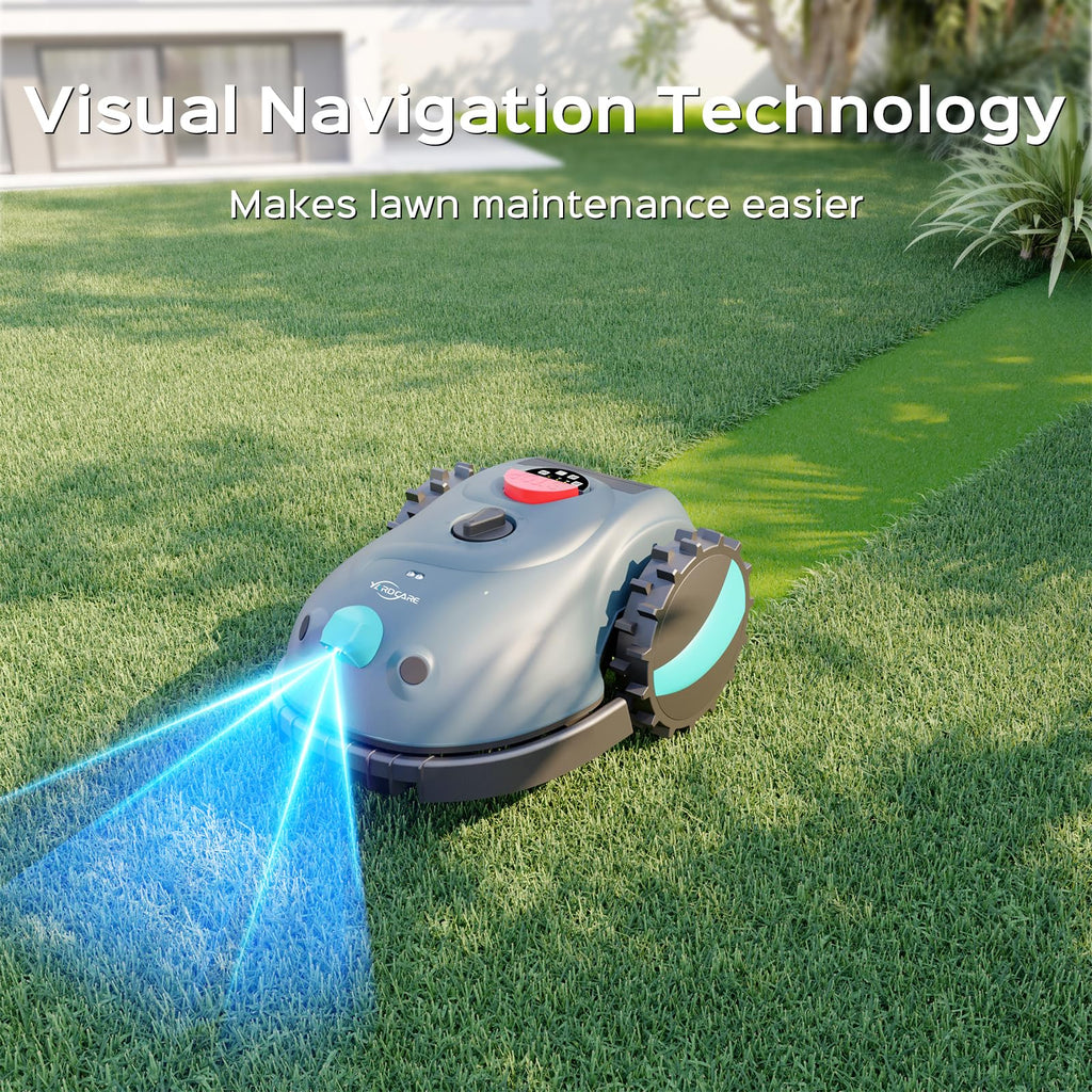 YARDCARE V100 Robot Lawnmower without Boundary, Vision Navigation, 150 Obstacle Dectection,Adjustable Cutting Height,Magnetic Wires,Robotic Lawnmower with 4Ah Battery-Ideal for Small Lawns up to 150m²