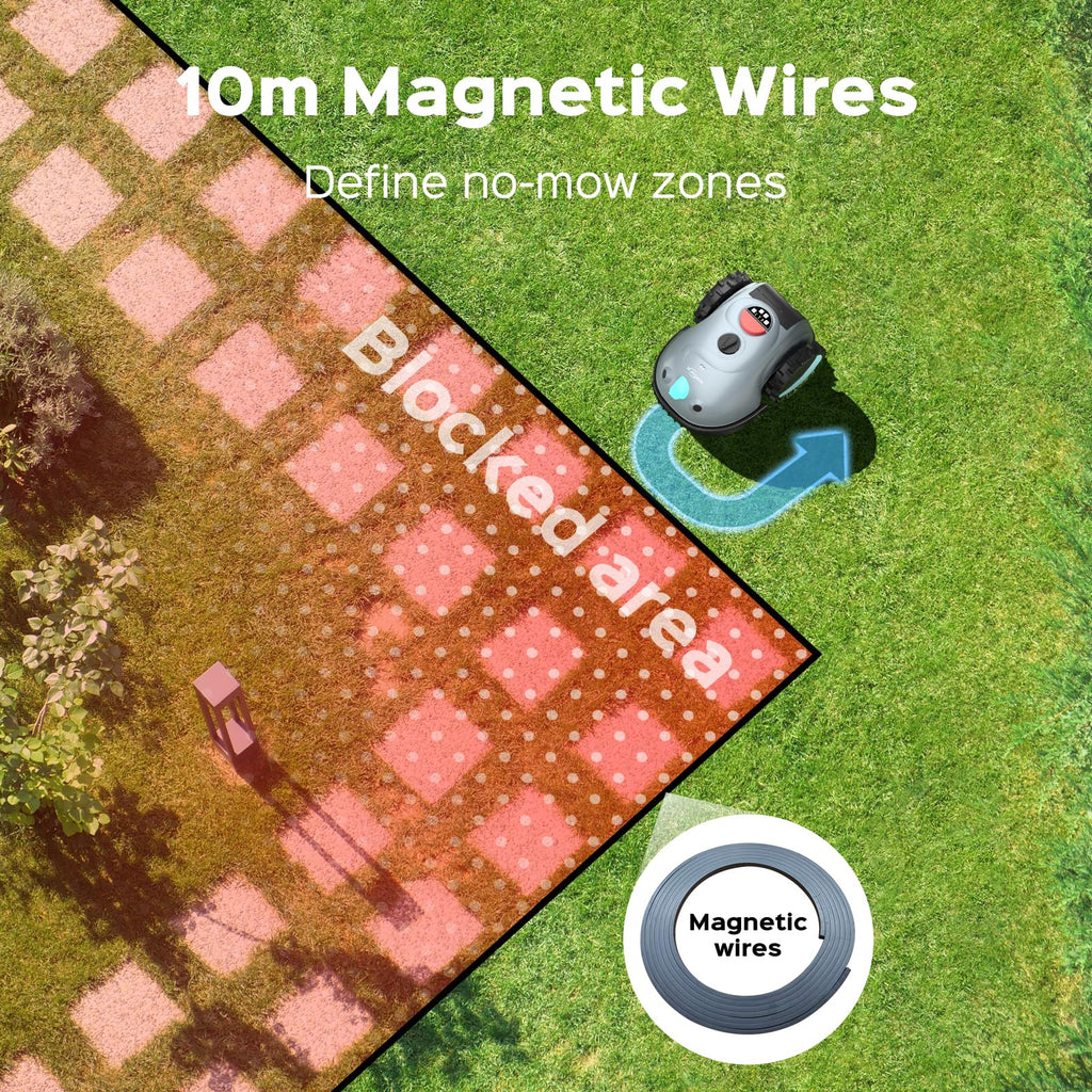 YARDCARE V100 Robot Lawnmower without Boundary, Vision Navigation, 150 Obstacle Dectection,Adjustable Cutting Height,Magnetic Wires,Robotic Lawnmower with 4Ah Battery-Ideal for Small Lawns up to 150m²
