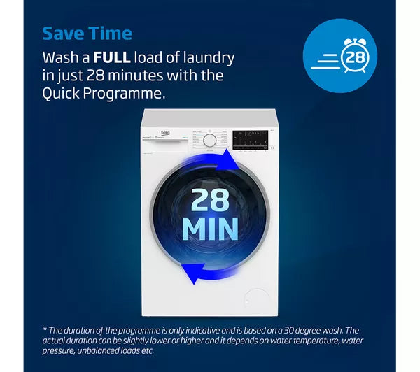 BEKO EnergySpin BM3WT3841W 8 kg 1400 Spin Washing Machine - White