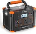 Portable Power Station 500W(Peak 1000W), 519Wh Outdoor Solar Generator Backup Battery Pack with 2 230V AC Outlets, 500W 10-Port Powerhouse for Rv/Van Camping Road Trip Home Emergency, T-500