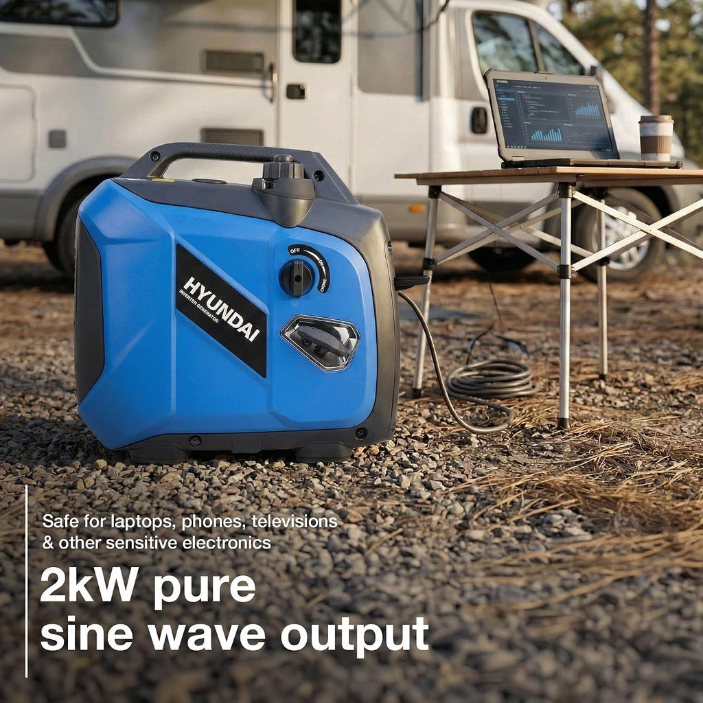 2.0Kw Petrol Inverter Generator, 1.8Kw Continuous Power, Pure Sine Wave, 62Dba Noise, Portable Power for Camping and Caravans