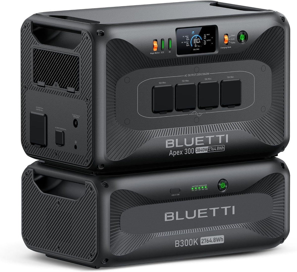 Solar Generator Apex 300 & B300K, 5529.6Wh/6000+ Cycles W/6 3840W AC (7680W Surge), 2-4 Day Emergency Backup for Home & RV
