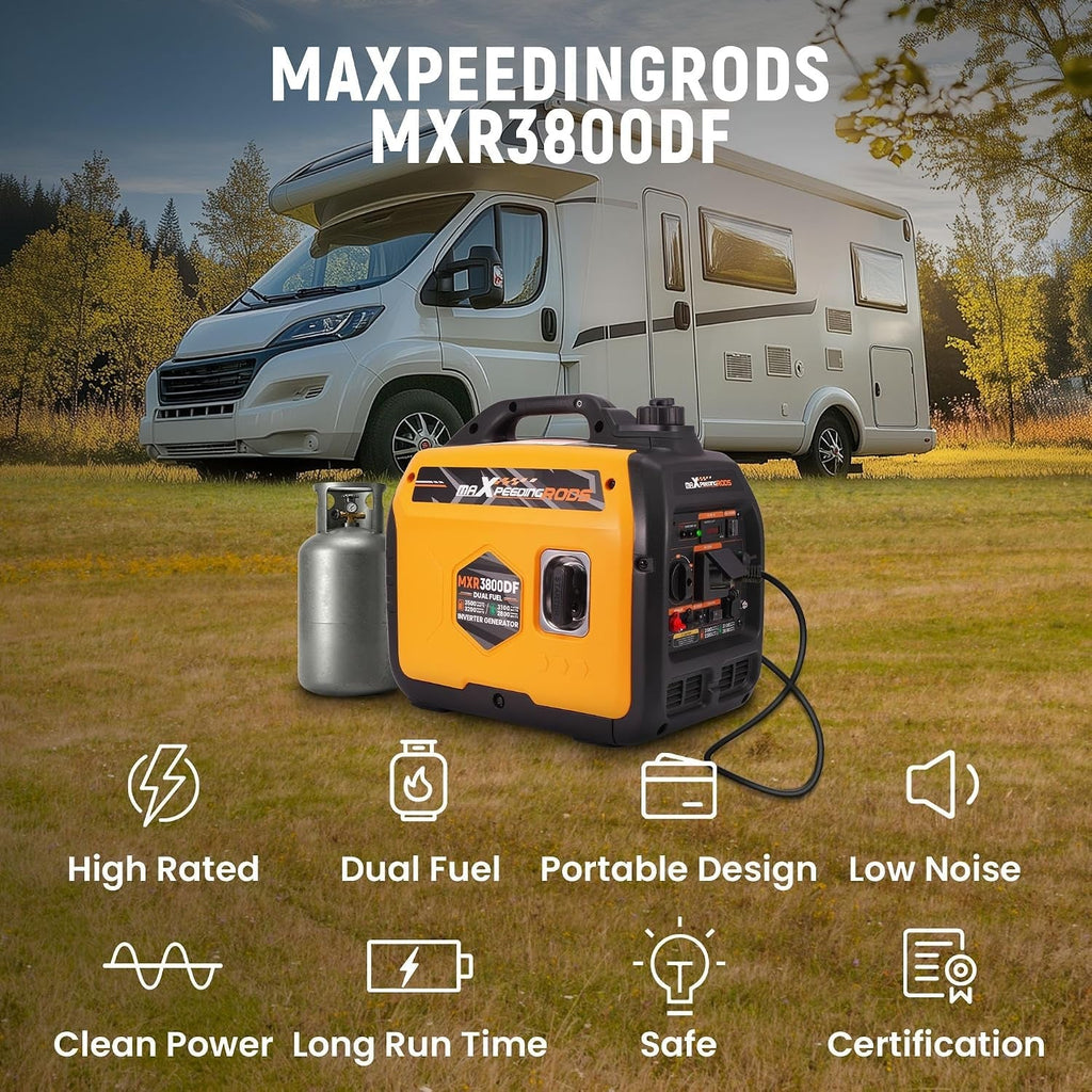 3500W Dual Fuel Inverter Generator Portable Digital Meter