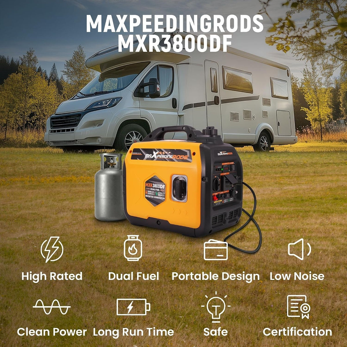 3500W Dual Fuel Inverter Generator Portable Digital Meter