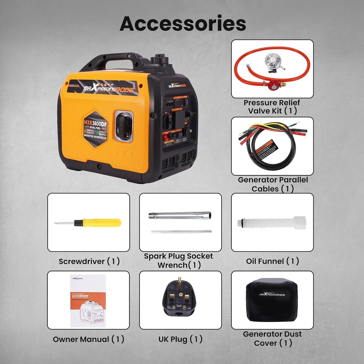 3500W Dual Fuel Inverter Generator Portable Digital Meter