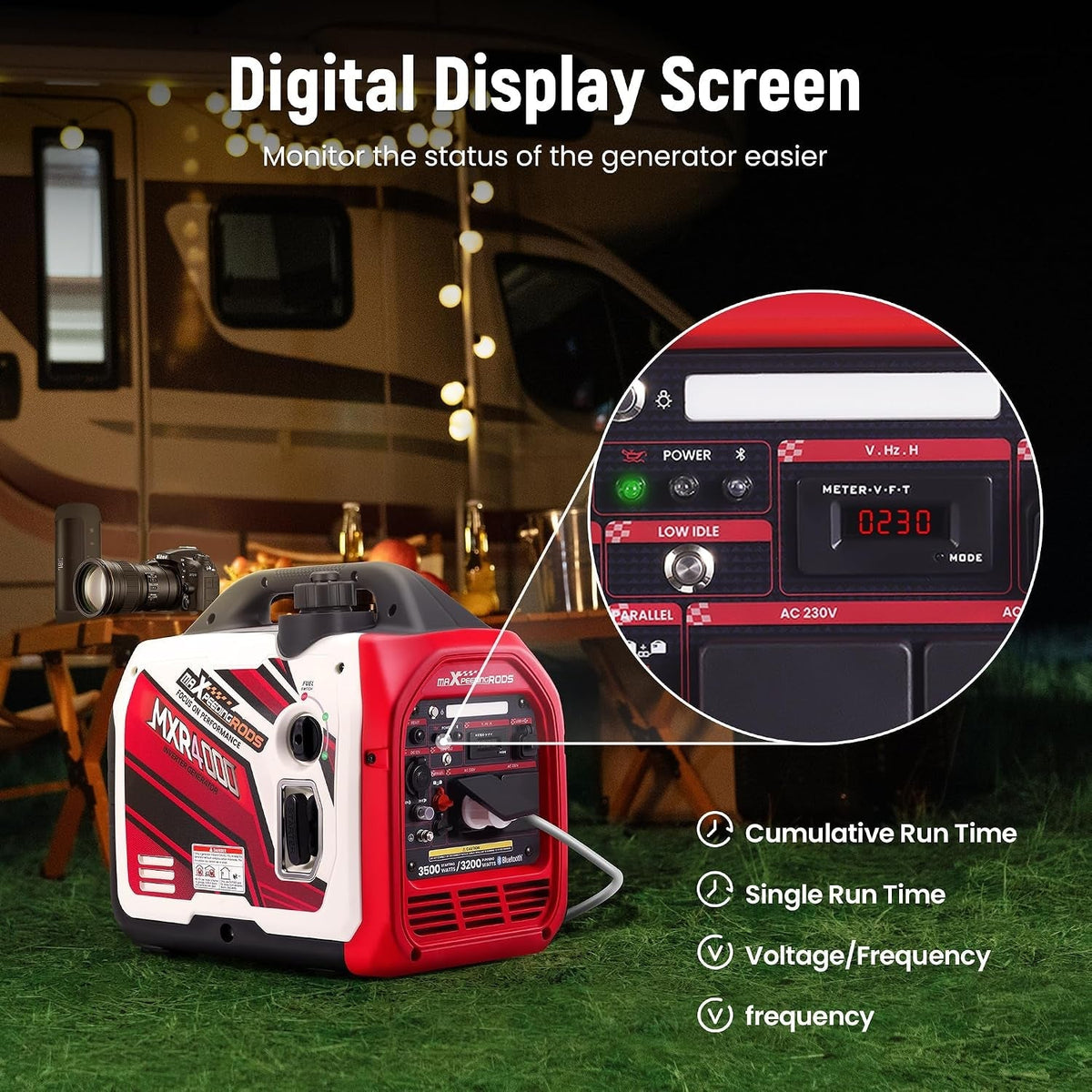 3500W Portable Inverter Generator with App Data Monitor