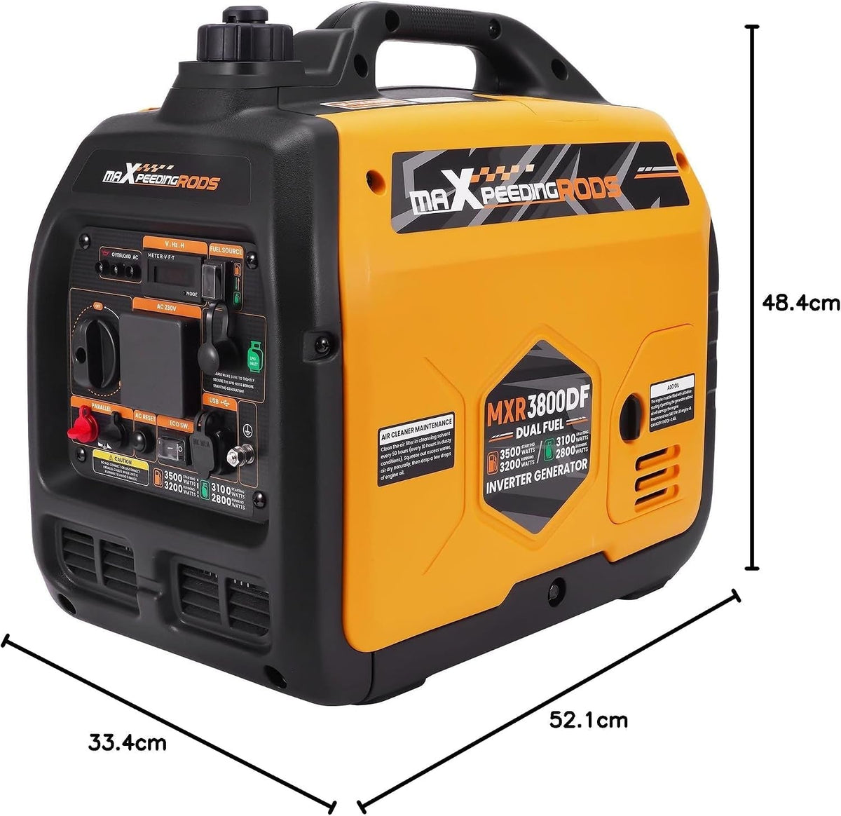 3500W Dual Fuel Inverter Generator Portable Digital Meter