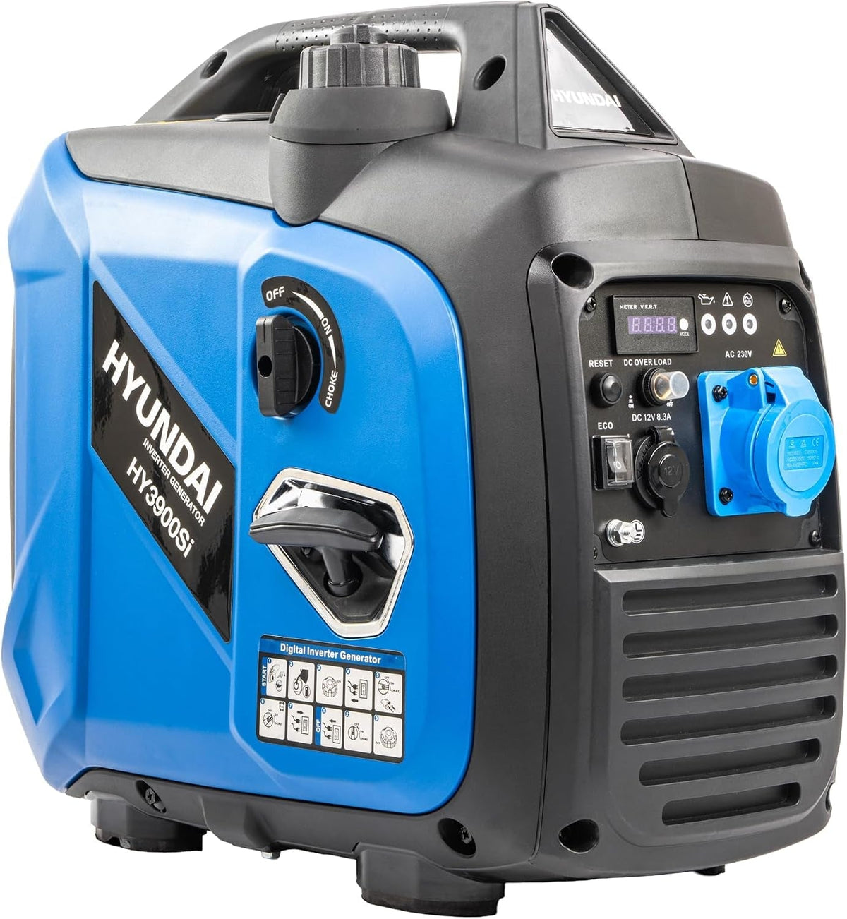 3.3Kw / 3300W Petrol Inverter Generator, 3.0Kw Continuous, Recoil Start, Pure Sine Wave, 16A Industrial Socket Low Noise Power for Caravans & Motorhomes