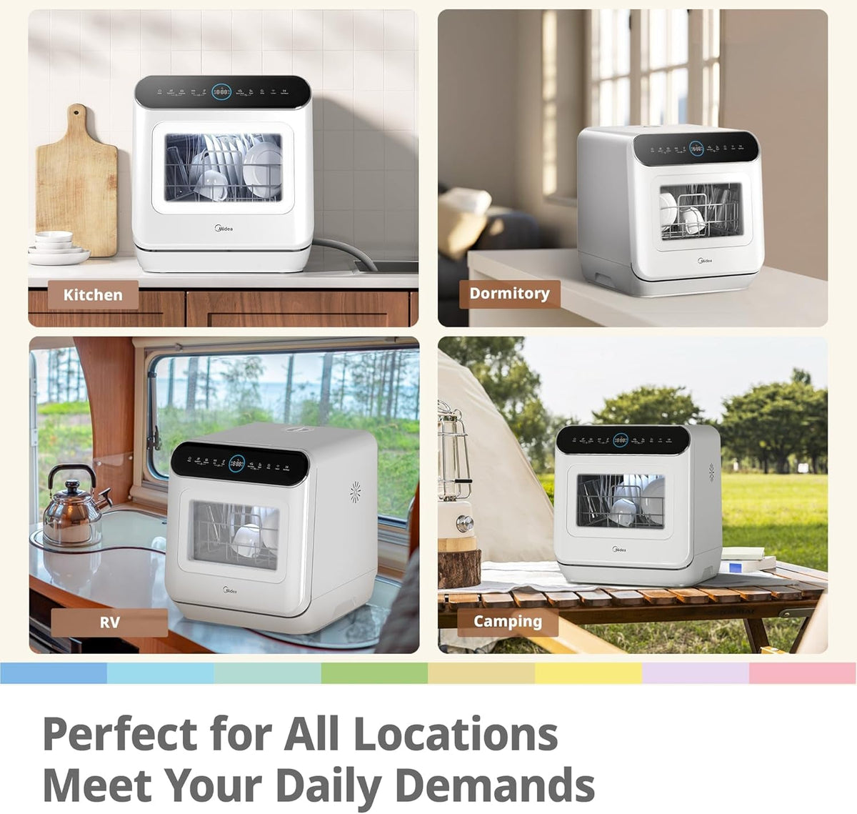 COMFEE’ Mini Plus Table Top Dishwasher – 7+3 Programs, 6L Water Tank, No Plumbing Required