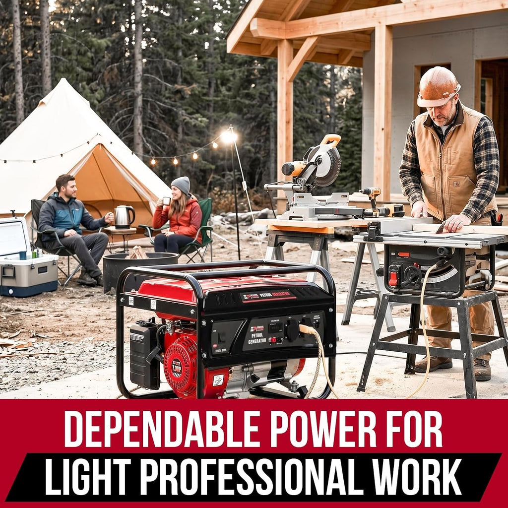 Excel Power XL2200E Portable Petrol Generator - 2300W Peak 2000W AVR Generator for Home & Camping with Digital Display | 15L Tank, Recoil Start & Low Oil Protection | 3 Year Warranty